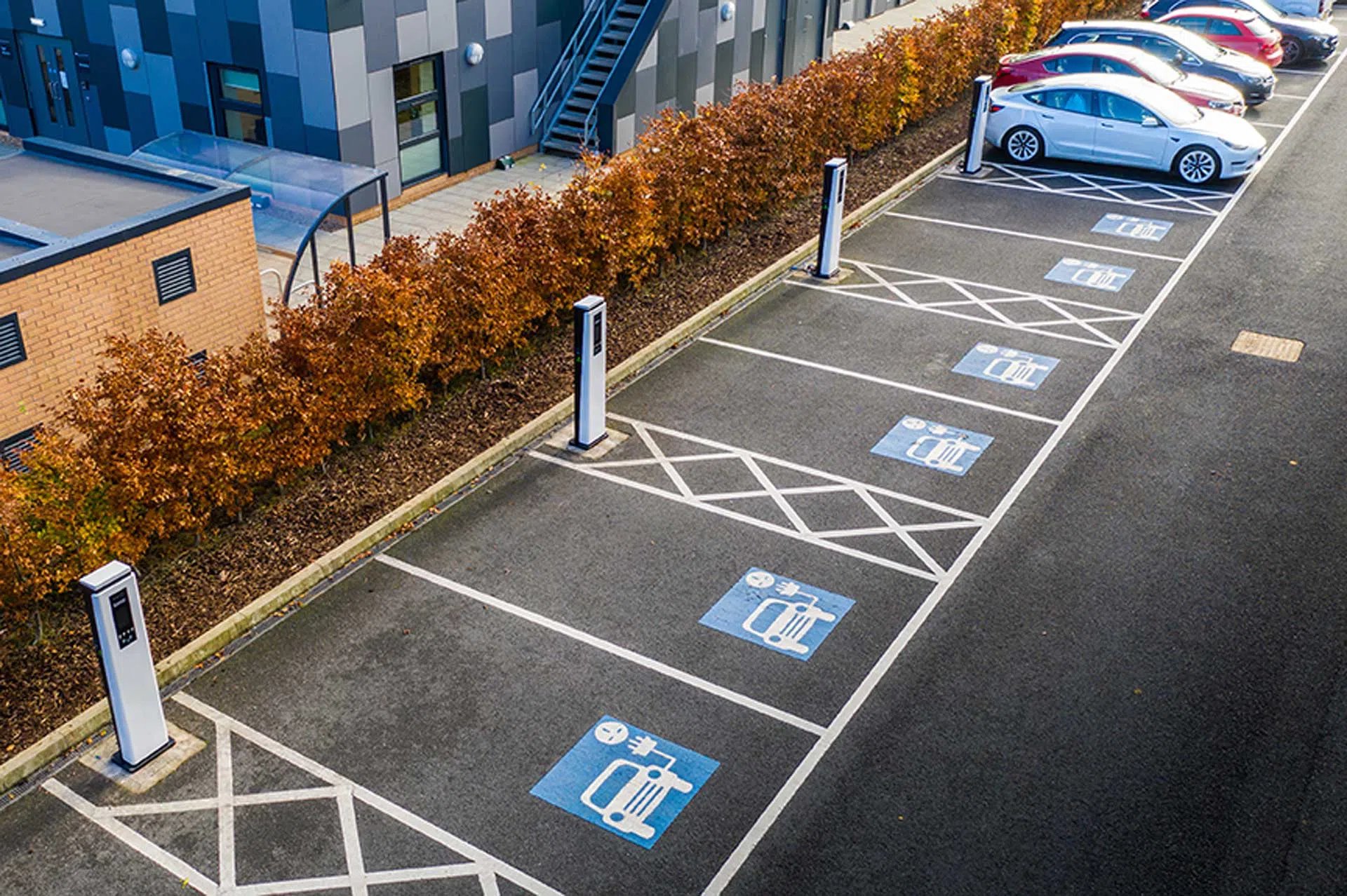Car park with ev chargers